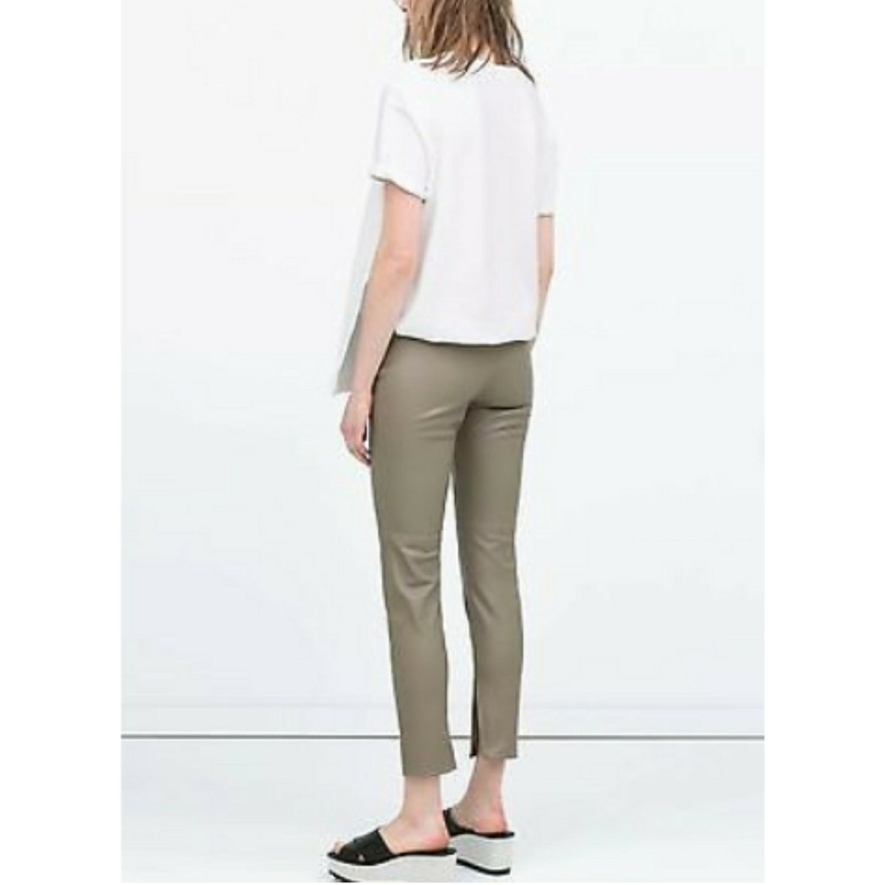 ZARA // faux leather leggings tan mink grey - Picture 3 of 16
